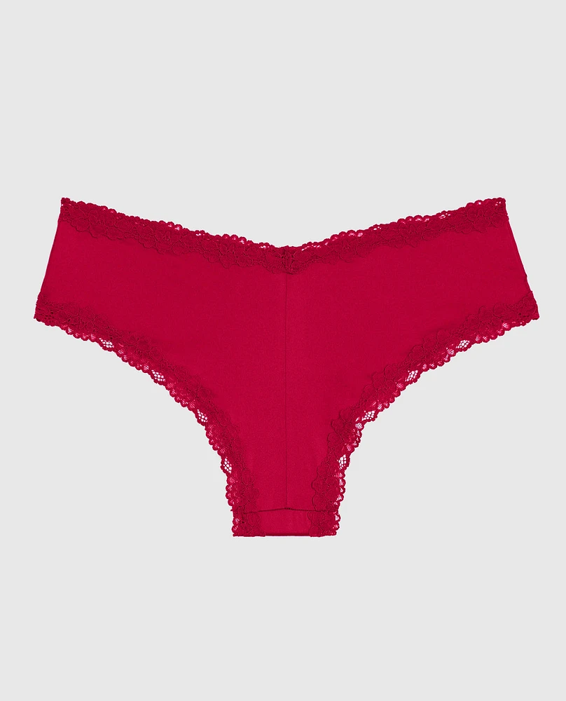 Cheeky Panty with Lace Trim in Cosmo Red