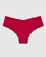 Culotte cheeky avec bordure en dentelle rouge cosmo