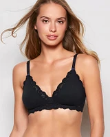 Nursing Bra with Lace Wing Black