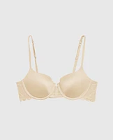 Lightly Lined Balconette Bra with Lace Wing