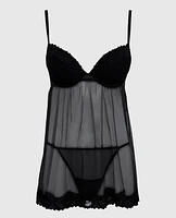 Push Up Babydoll with Lace Trim
