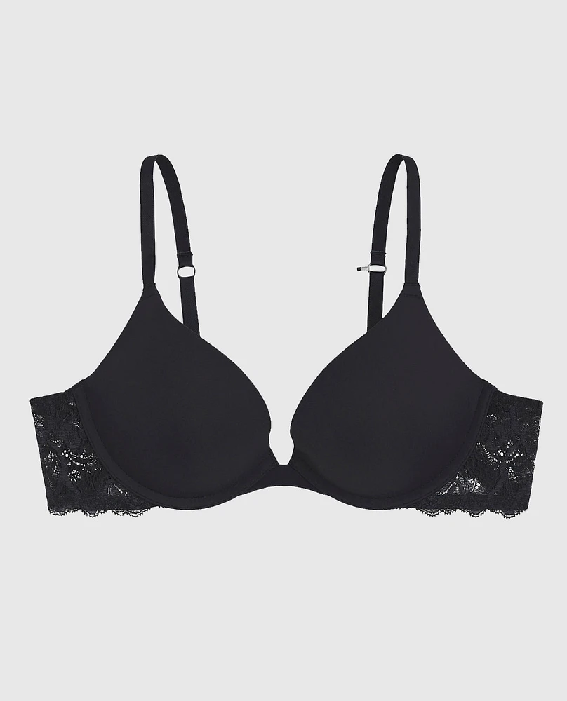 Push Up Bra with Lace Wing Black