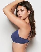 Lightly Lined Demi Logo Bra Dusk Blue