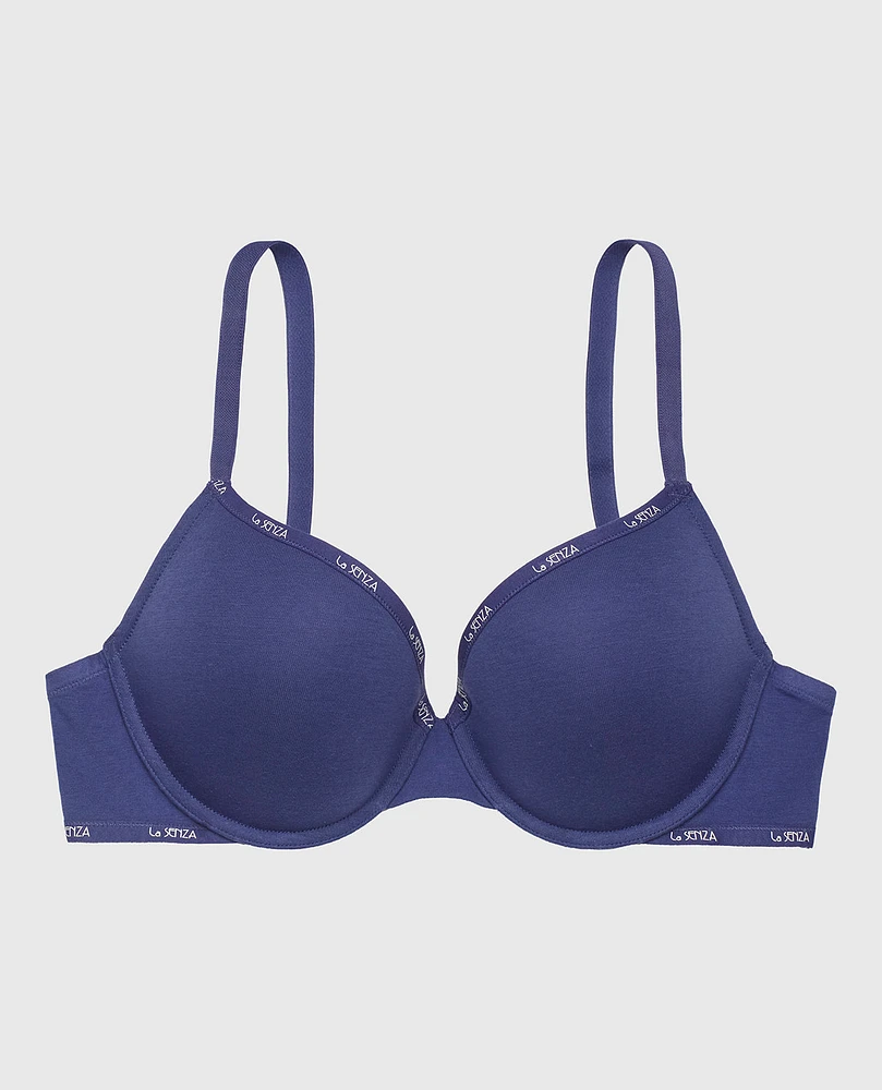 Lightly Lined Demi Logo Bra Dusk Blue