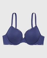Lightly Lined Demi Logo Bra Dusk Blue