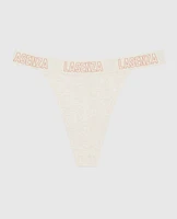 Everyday Thong Panty with Logo Trim
