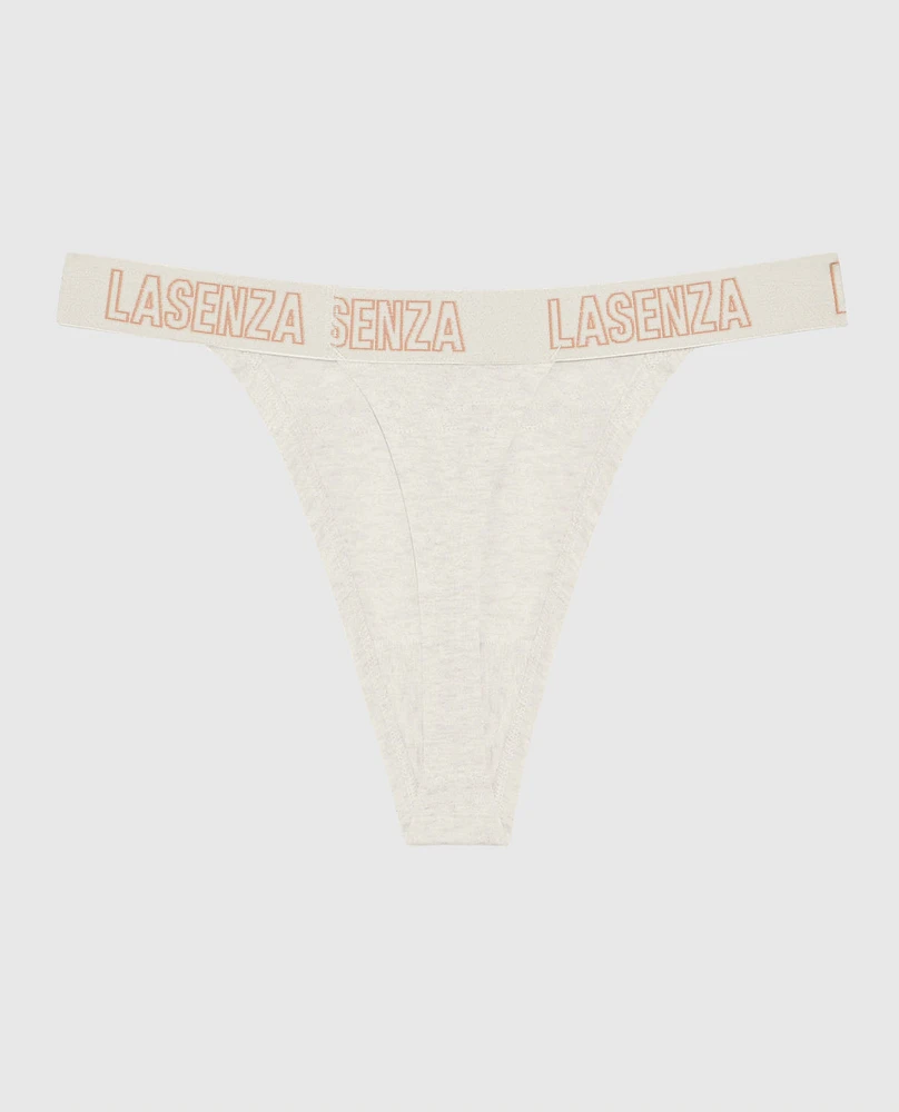 Everyday Thong Panty with Logo Trim