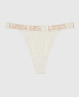 Everyday Thong Panty with Logo Trim