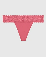 Thong Panty with Lace Romantic Pink