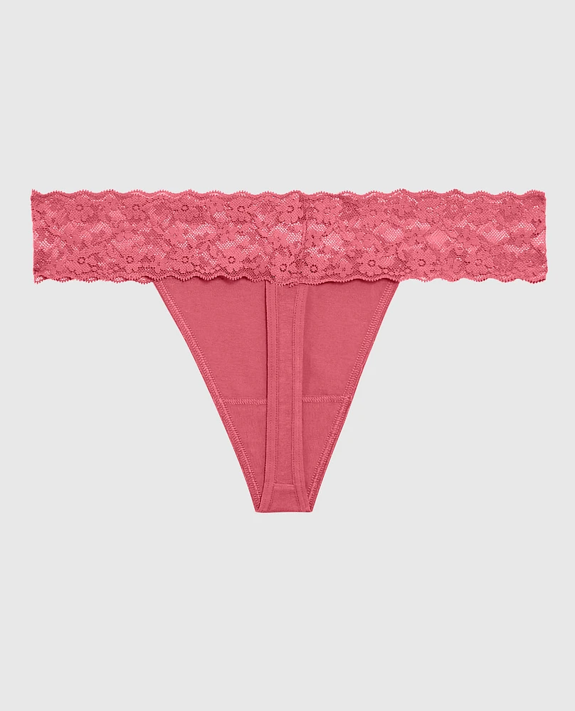Thong Panty with Lace Romantic Pink