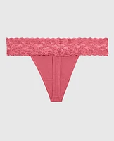 Thong Panty with Lace Romantic Pink