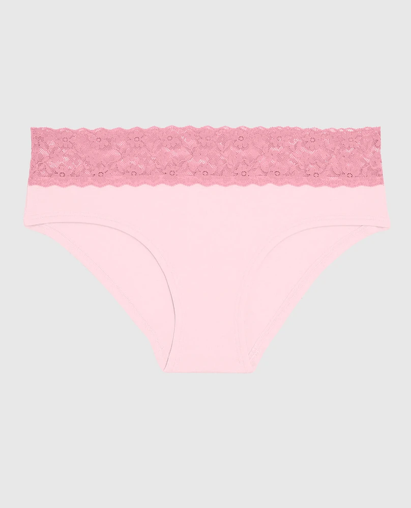 Hipster Panty with Lace Trim Pink