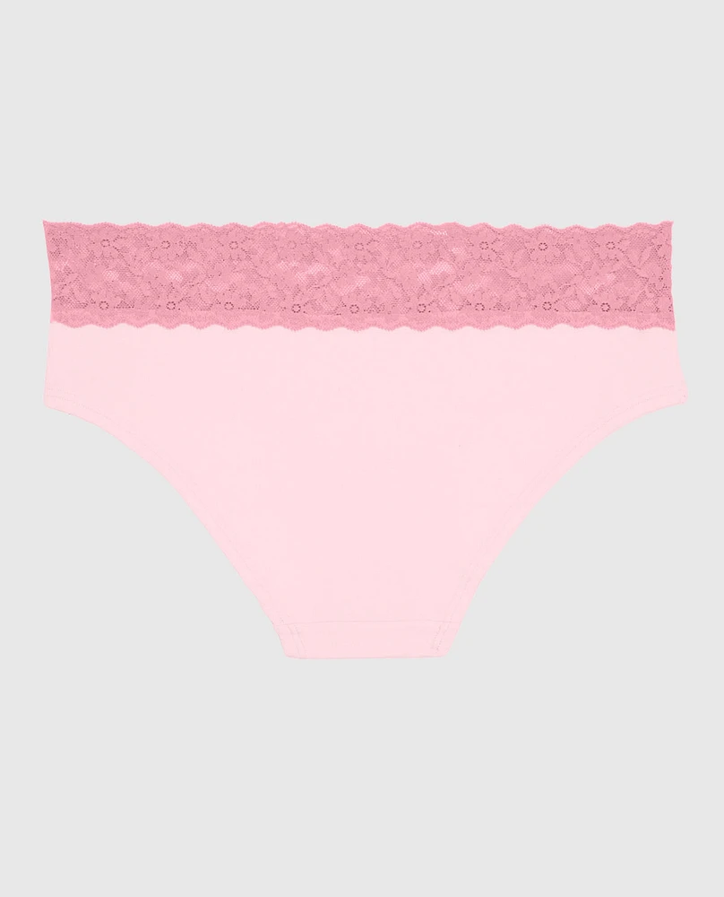 Hipster Panty with Lace Trim Pink