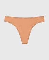 Thong Panty with Logo Trim Cork