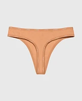 Thong Panty with Logo Trim Cork