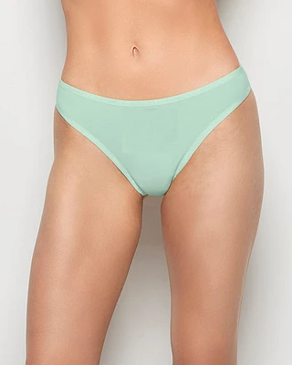 Thong Panty with Logo Trim Mist Green
