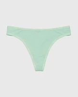 Thong Panty with Logo Trim Mist Green