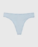 Tanga avec bordure à logo bleu tamisé