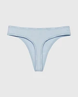 Tanga avec bordure à logo bleu tamisé