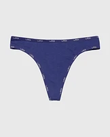 Thong Panty with Logo Trim Dusk Blue