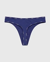 Thong Panty with Logo Trim Dusk Blue