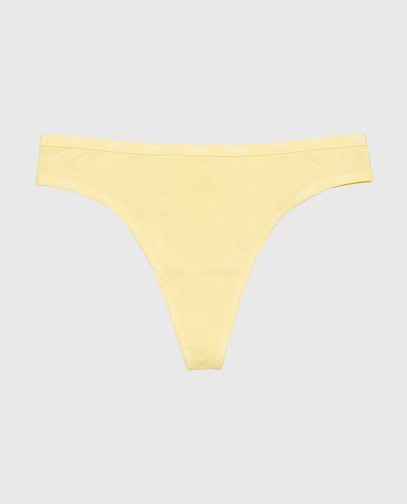 Thong Panty with Logo Trim Mellow Yellow