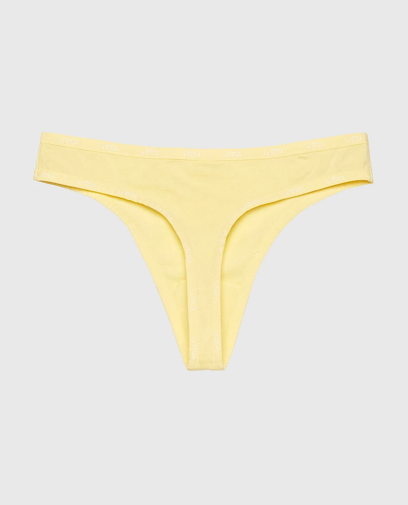 Thong Panty with Logo Trim Mellow Yellow