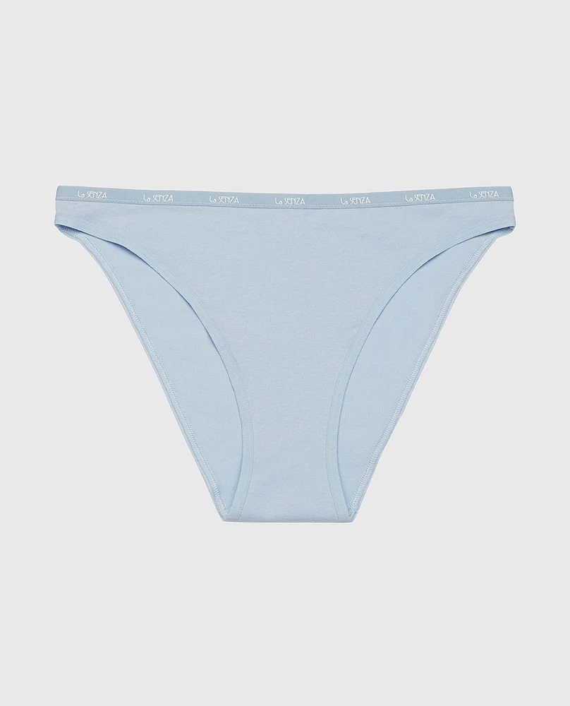 Bikini Panty with Logo Trim Subdued Blue