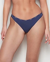 Bikini Panty with Logo Trim Dusk Blue