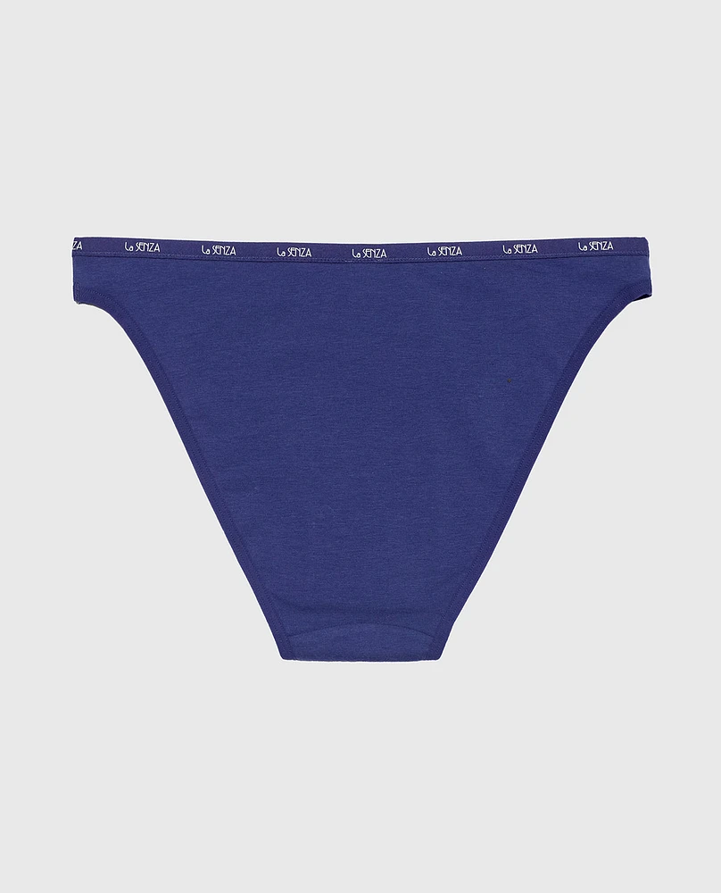 Bikini Panty with Logo Trim Dusk Blue