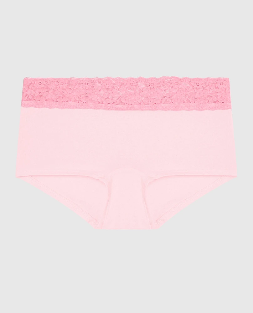 Boyshort Panty with Lace Trim Pink