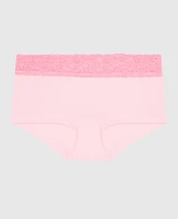 Boyshort Panty with Lace Trim Pink