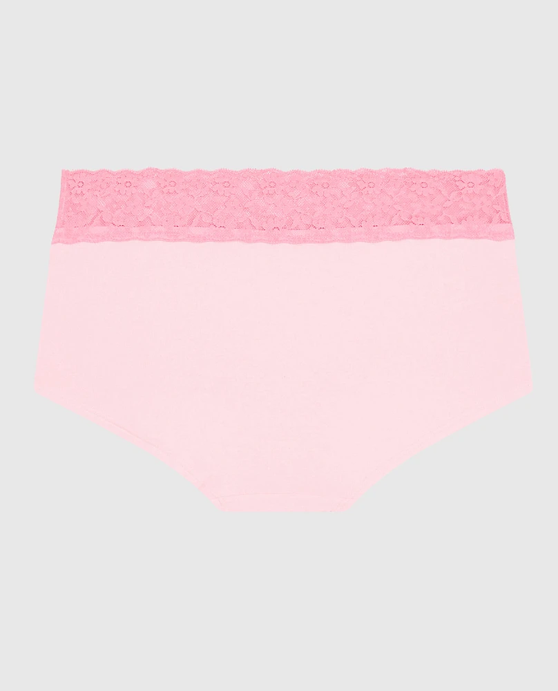 Boyshort Panty with Lace Trim Pink