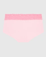 Boyshort Panty with Lace Trim Pink