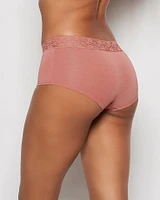 Culotte garçonne avec bordure en dentelle rose subtil