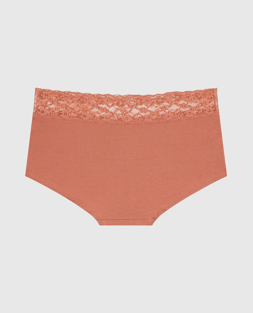 Culotte garçonne avec bordure en dentelle rose subtil