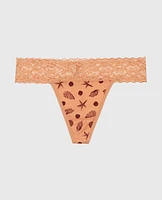 Thong Panty with Lace Trim She Sells Sea Shells