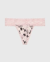 Thong Panty with Lace Trim Sand and Surf