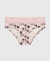 Hipster Panty with Lace Trim Sand and Surf