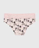 Hipster Panty with Lace Trim Sand and Surf