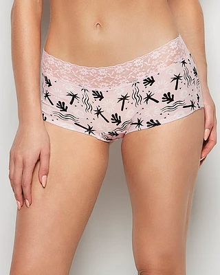 Boyshort Panty with Lace Trim Sand and Surf