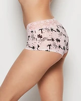 Boyshort Panty with Lace Trim Sand and Surf