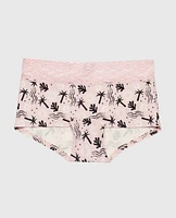 Boyshort Panty with Lace Trim Sand and Surf