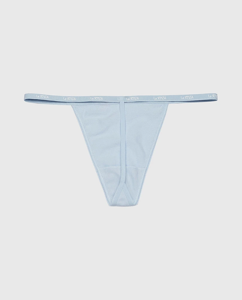 G-Sring Panty with Logo Trim Subdued Blue