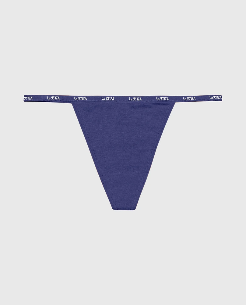 G-Sring Panty with Logo Trim Dusk Blue