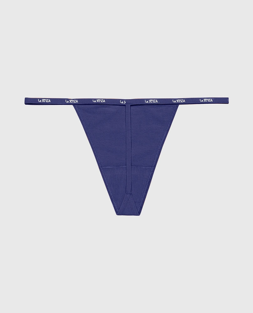G-Sring Panty with Logo Trim Dusk Blue