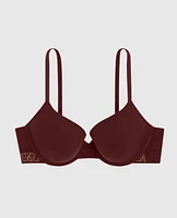 Lightly Lined Demi Bra with Logo Red Wine