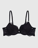 Allover Lace Push Up Bra Black