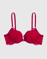 Allover Lace Push Up Bra Cosmo Red