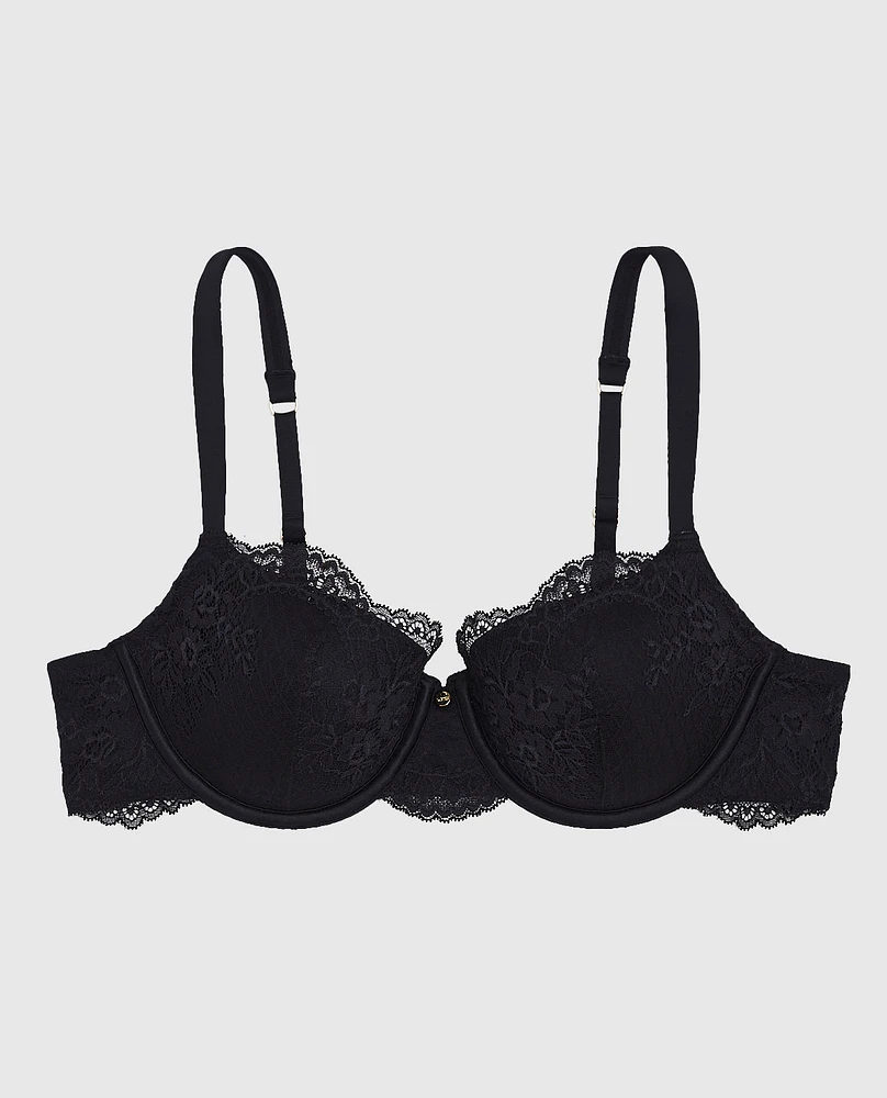 Allover Lace Lightly Lined Balconette Bra Black